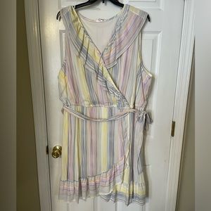Lauren Conrad size 4X Women’s pastel stripe faux wrap dress